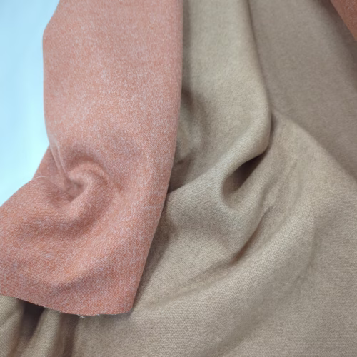 MM Double Face Pure Cashmere Knit Heavy Weight Pink Beige Melange