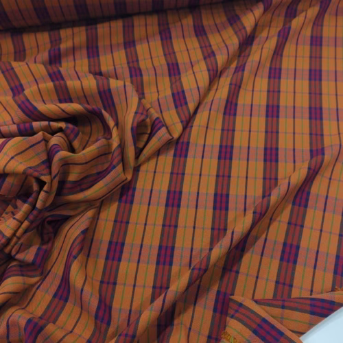 A. McQ cotton viscose checks orange