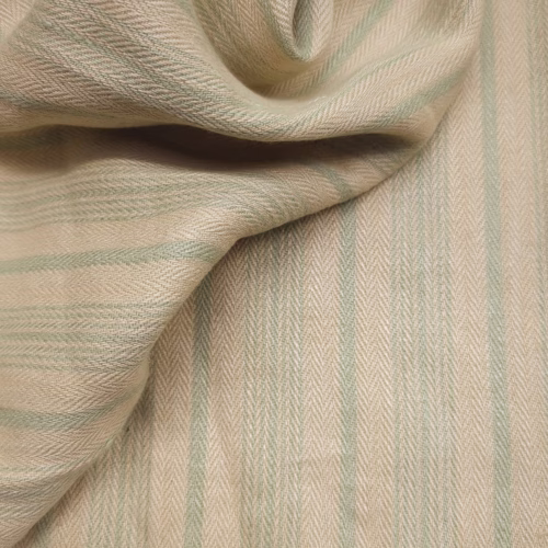 AV Solbiati Vintage Linen Herringbone Stripes Mint Natural