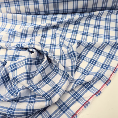 ARM Cotton Linen Checks Blue White