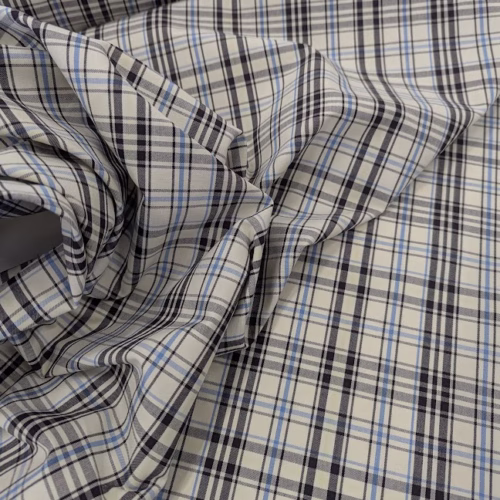 BV Cotton Shirting Checks White Blue