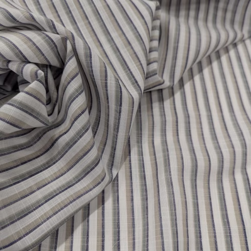 Cotton Linen Stripes Blue Pink White