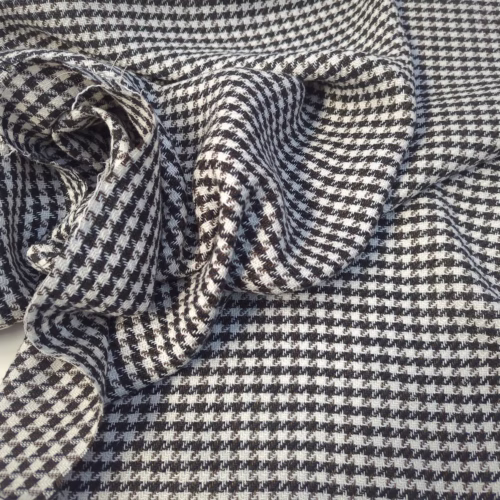 DR Linen Cotton Tweed Pied de Poule Black White