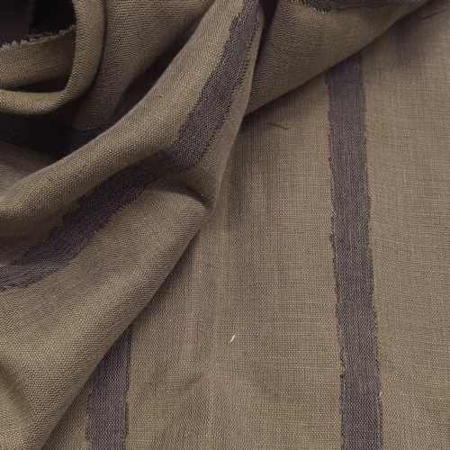 AV Solbiati Vintage Linen Jacquard Stripes Green Brown
