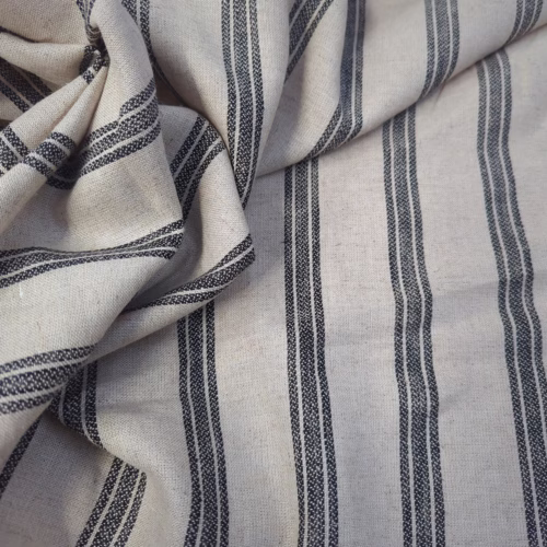 DG Linen Cotton Stripes Black Natural