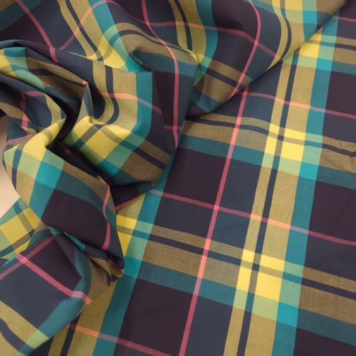 GCC Cotton Plain Weave Checks Blue Yellow