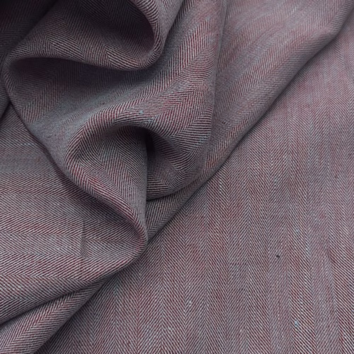 SMF Linen Suit Herringbone Bordeaux Grey