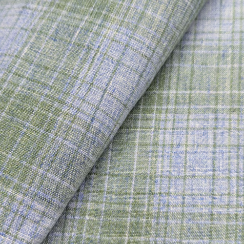 Biella Linen Check Green Blue
