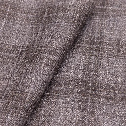 Biella Wool Cotton Linen Checks Brown