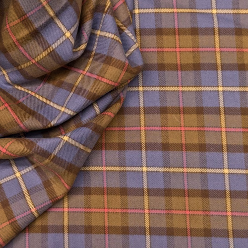 AV Cotton Flannel Checks Tobacco Blue