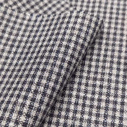 Biella Wool Line Checks Off-White Black