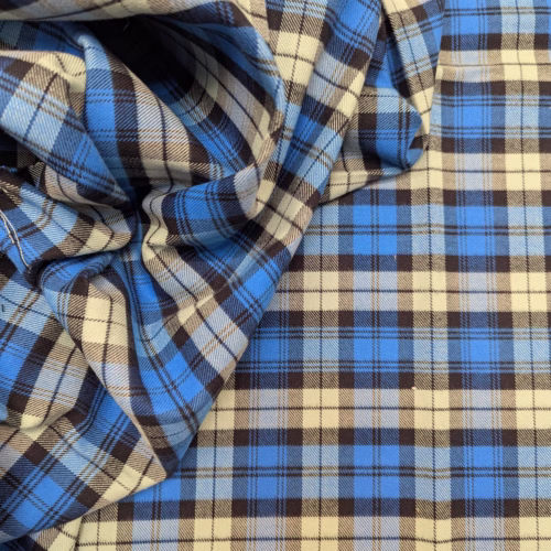 AV Cotton Flannel Checks Blue Yellow