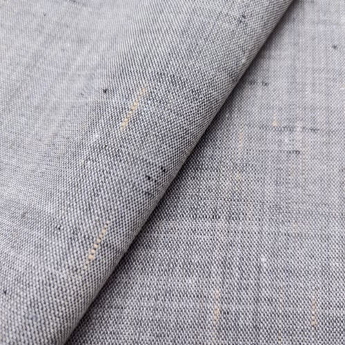 TH Wool Suiting Black Off-White With Peach Threads