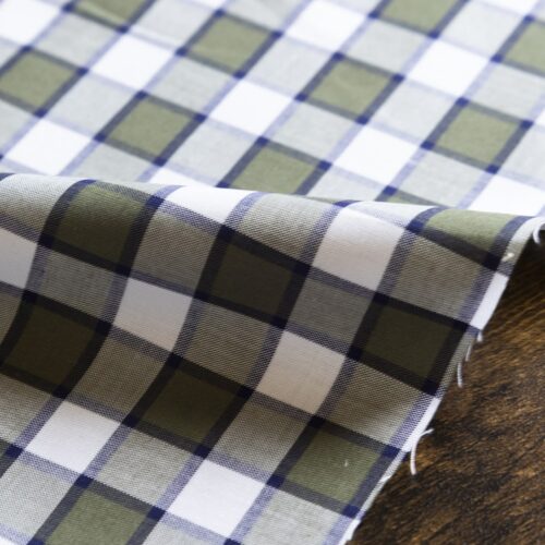 MB Check Shirting Cotton Khaki Green