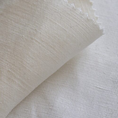 Textured Plain Slub Linen Silk Ivory