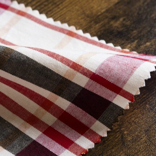 Soft Windowpane Check Cotton Beige and Terracotta