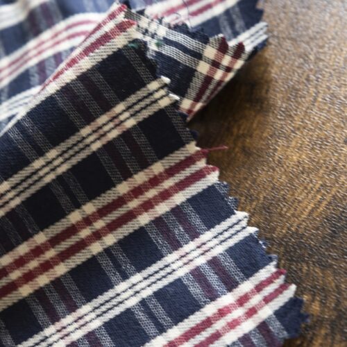 Fine Grid Check Cotton Navy and Maroon