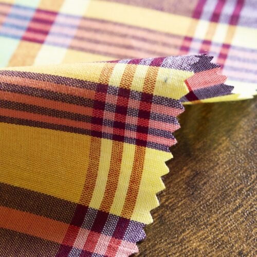 Madras Check Cotton Ochre and Turquoise