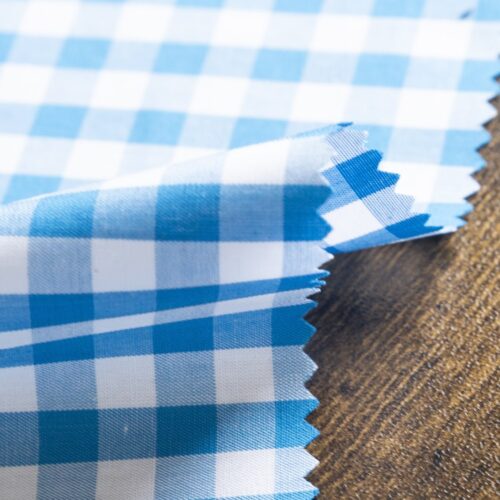 Vibrant Gingham Check Cotton Sky Blue