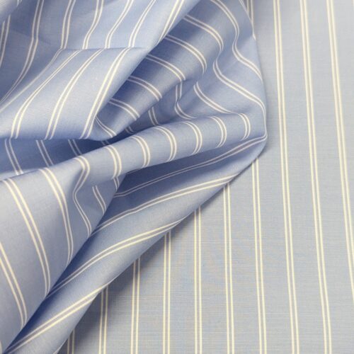 Canclini Cotton Popline Stripes Light Blue White