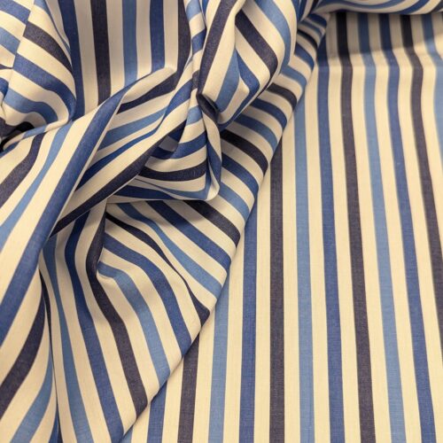 Canclini Cotton Popline Stripes Blue White
