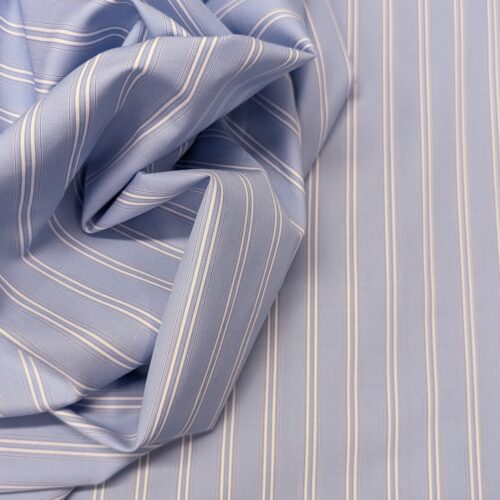 Canclini Cotton Popline Stripes Cornflower White