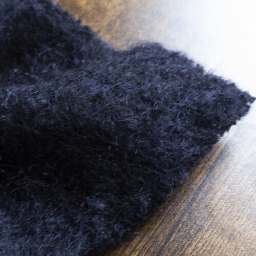 MB Fluffy Mohair Wool Tweed Coat Navy