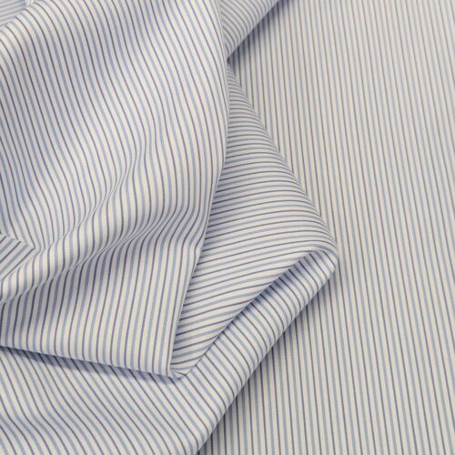 Canclini Cotton Popline Small Stripes Light Blue White
