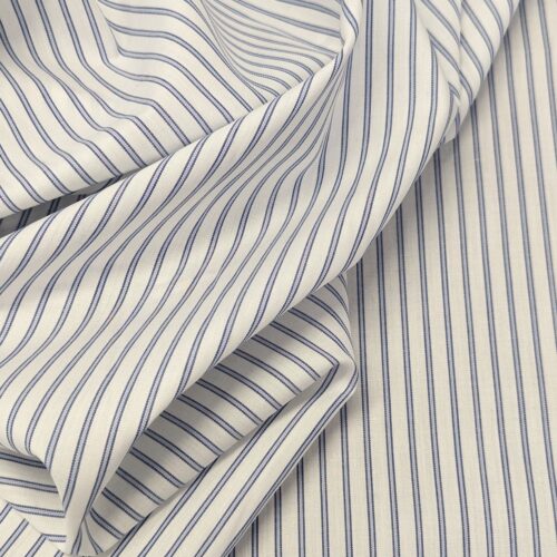 Canclini Cotton Popline Stripes White Blue