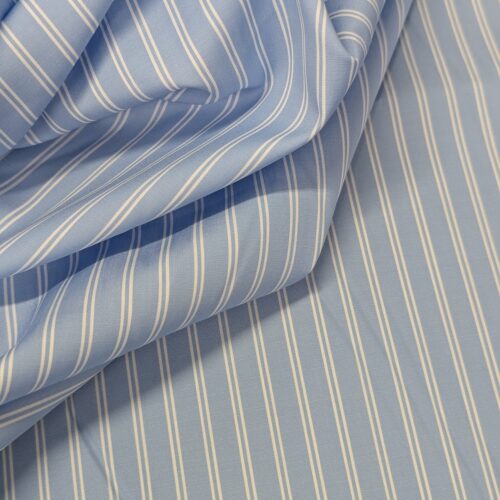 Canclini Cotton Popline Stripes Light Blue White