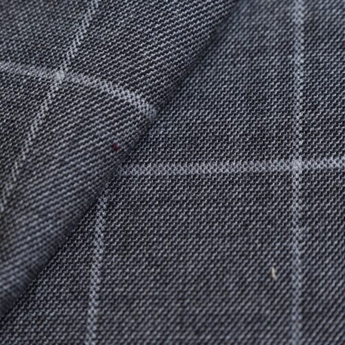 MB Wool Cotton Stretch Twill Check Grey