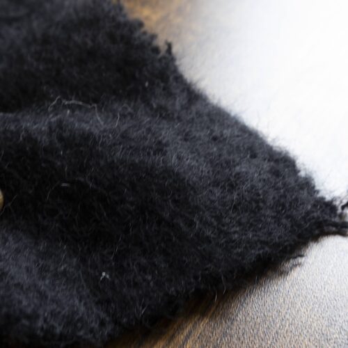 MB Fluffy Mohair Wool Tweed Coat Black