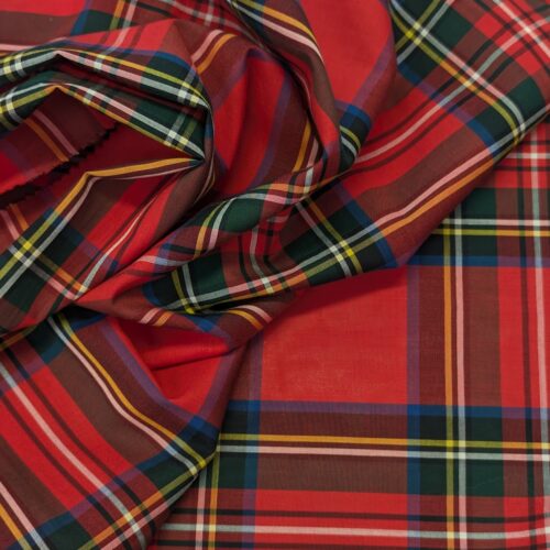 Cotton Popline Tartan Plaid Red Green