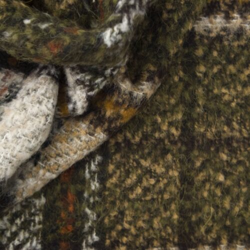 TXT Soft Wool Blend Plaid Coat Green Beige