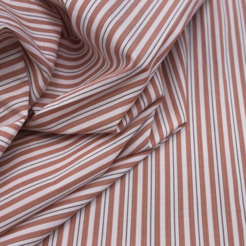 AV Cotton Poplin Shirting Stripes Cinnamon White