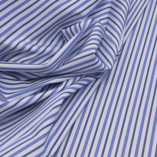 AV Cotton Poplin Shirting Stripes Blue White