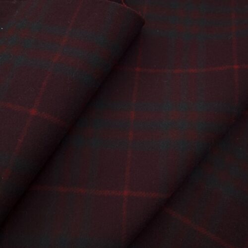 TXT Double Face Splittable Wool Coat Plaid Burgundy Navy