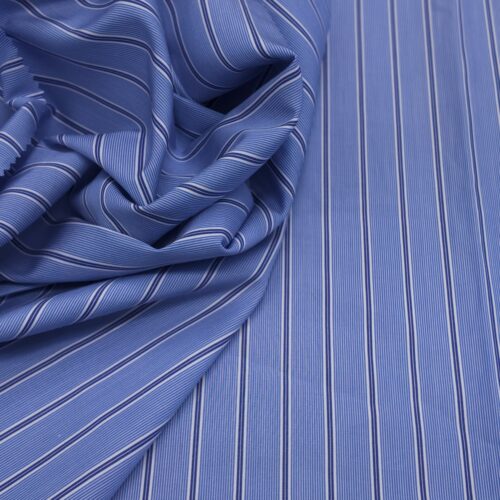 AV Cotton Poplin Shirting Stripes Blue Navy